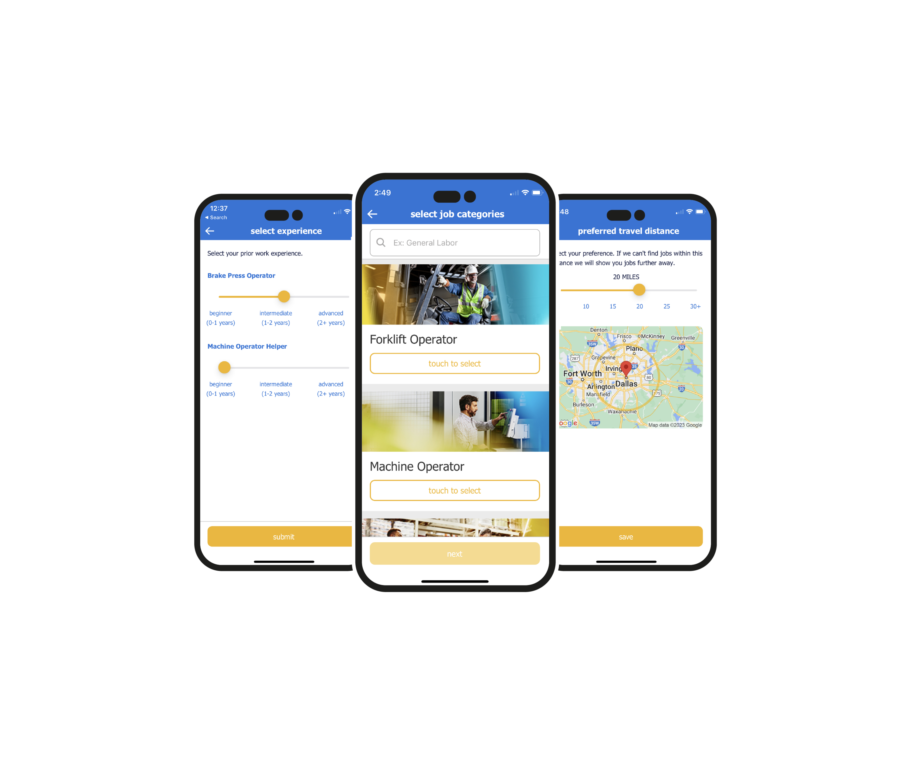 Randstad US Mock up of the app