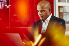 man working on a laptop