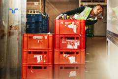 worker inspecting crates