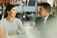 two people having a meeting