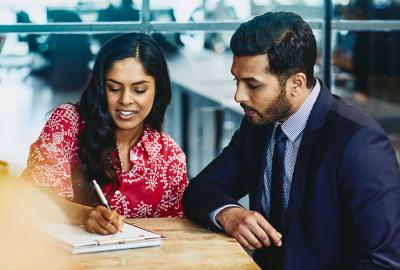 two people having a meeting