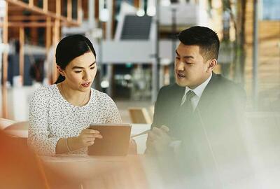 two people having a meeting