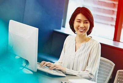 woman working at a computer