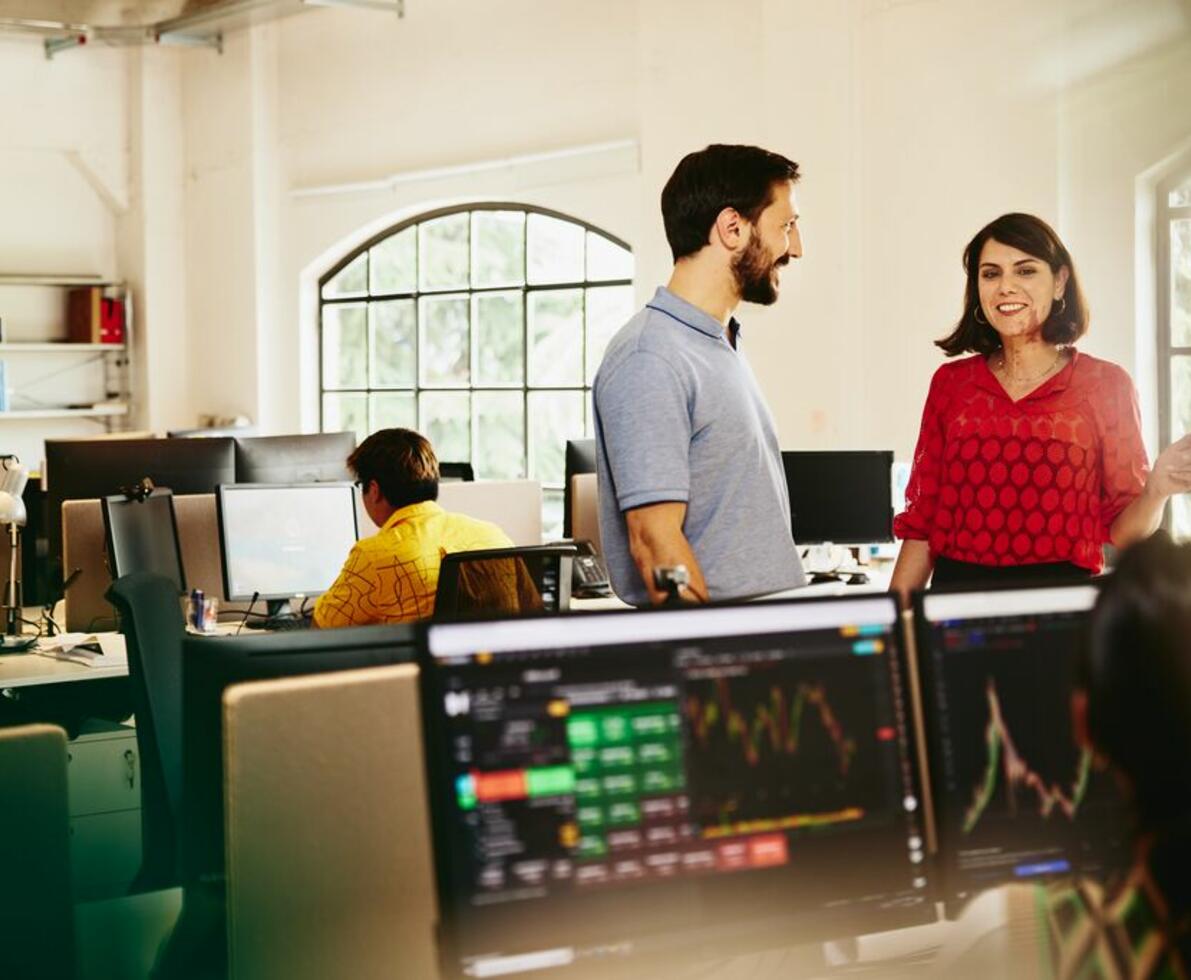 man and women on the work floor