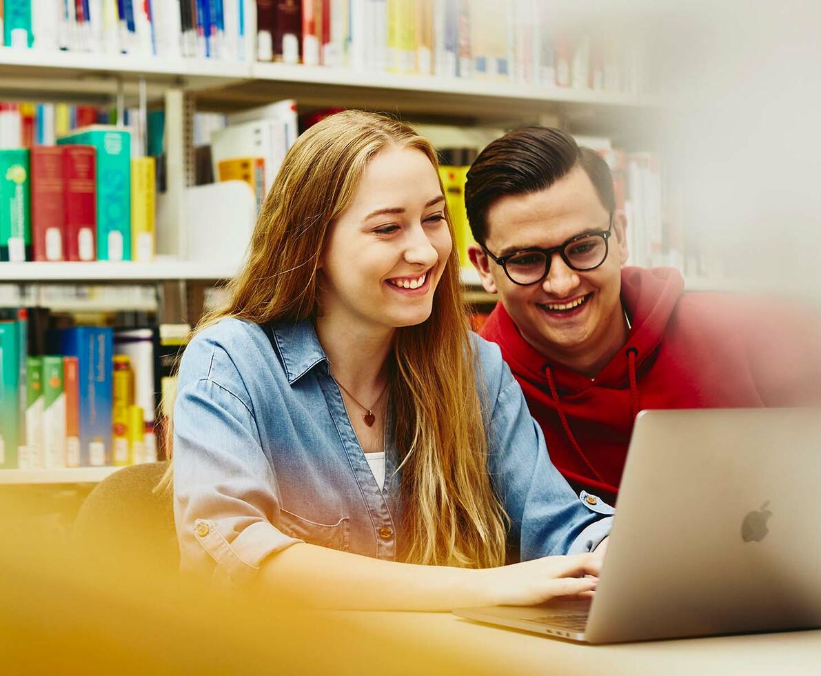 students in the library