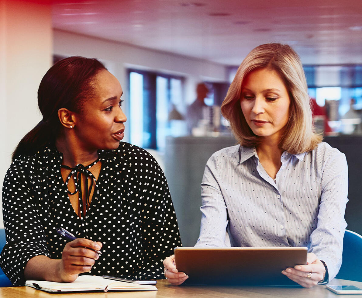 Two women talking