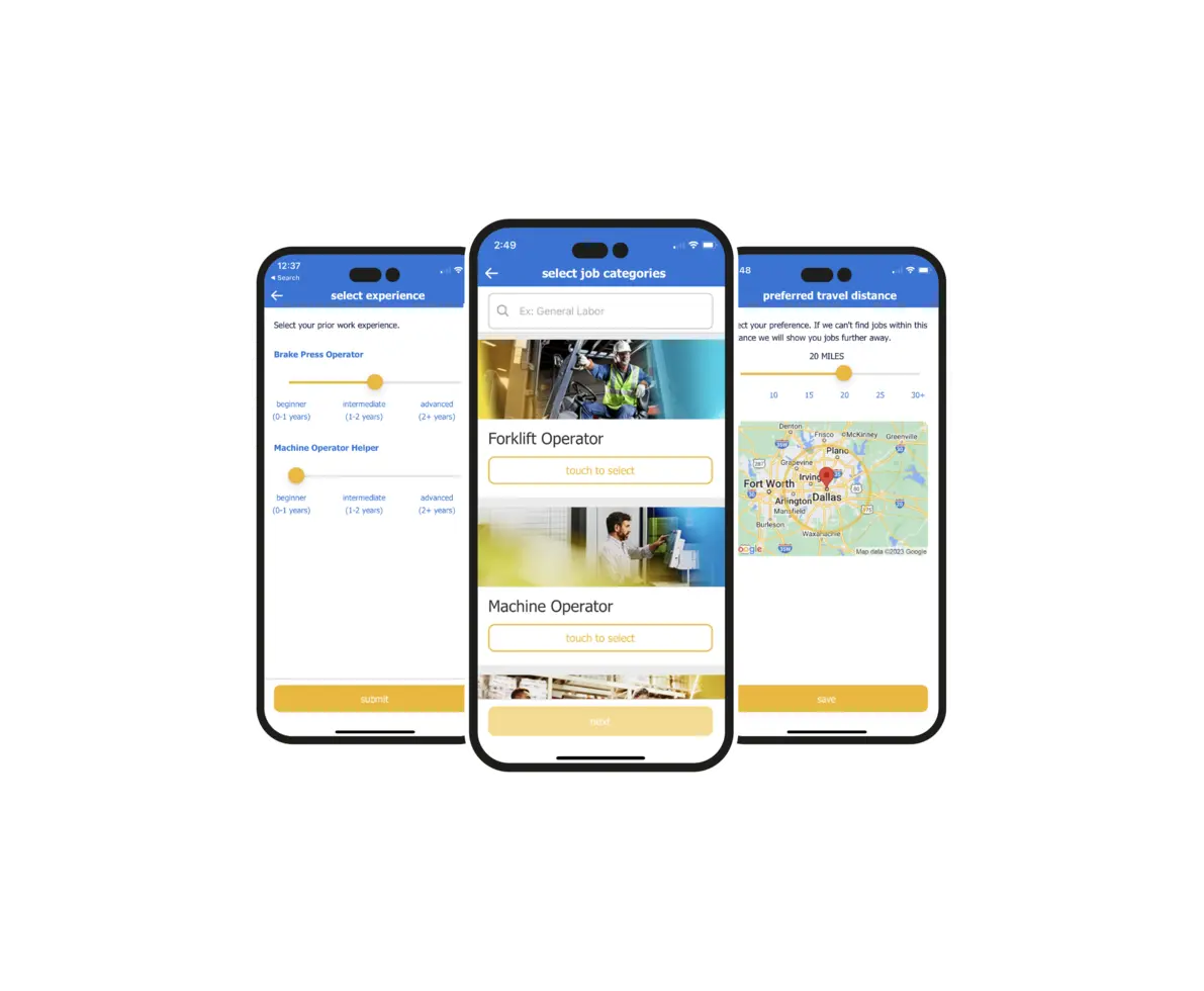 Randstad US Mock up of the app