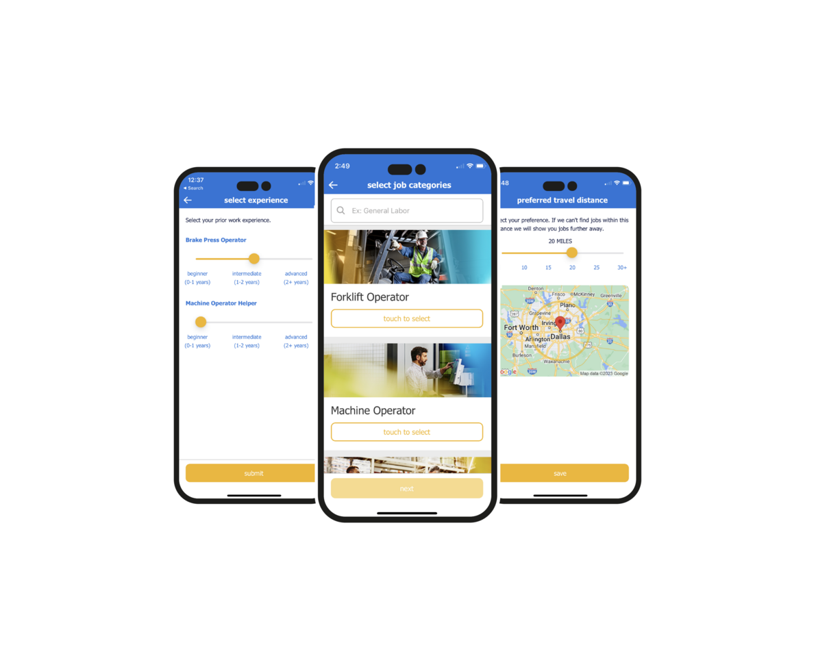 Randstad US Mock up of the app