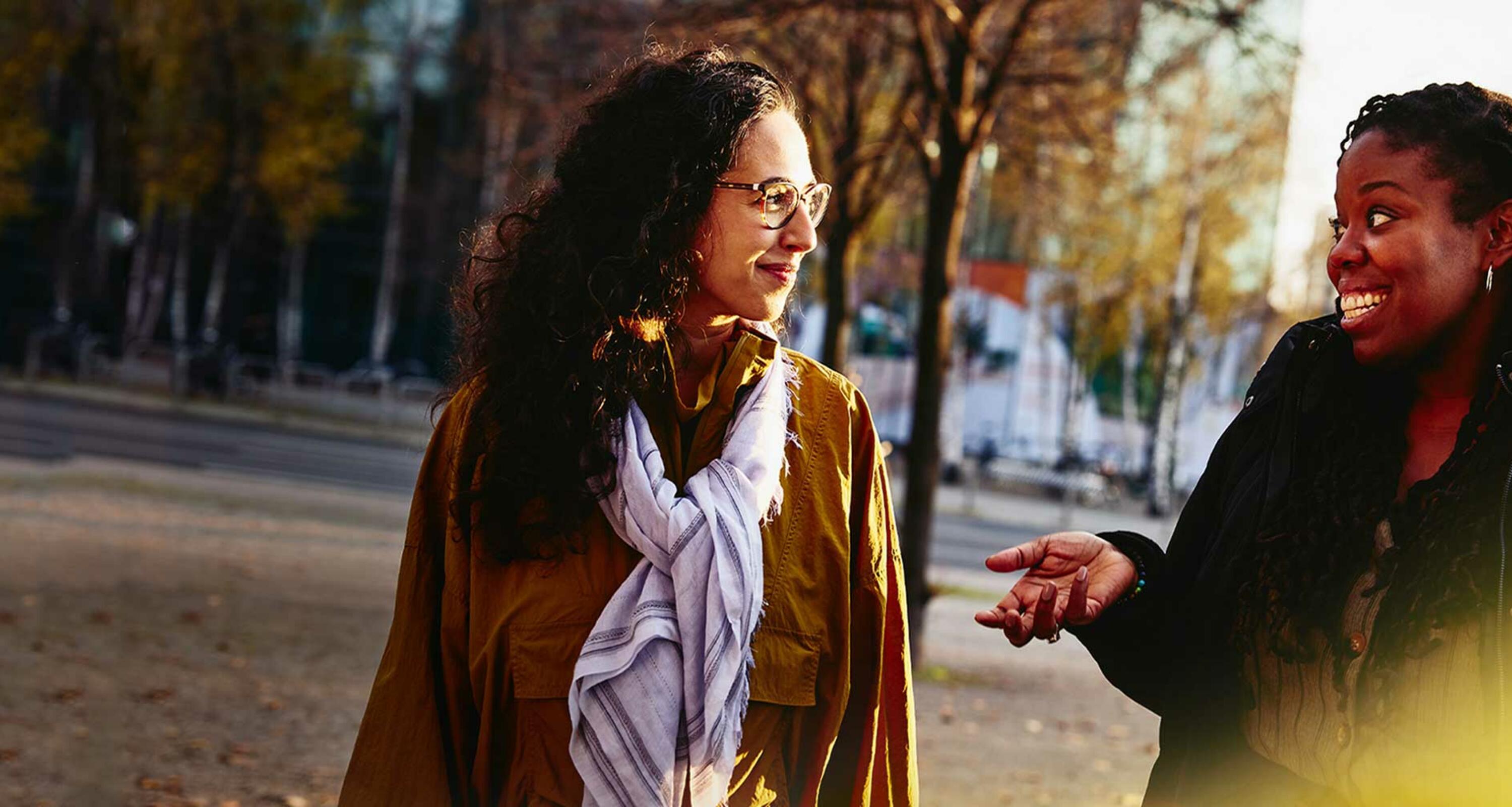 two women talking