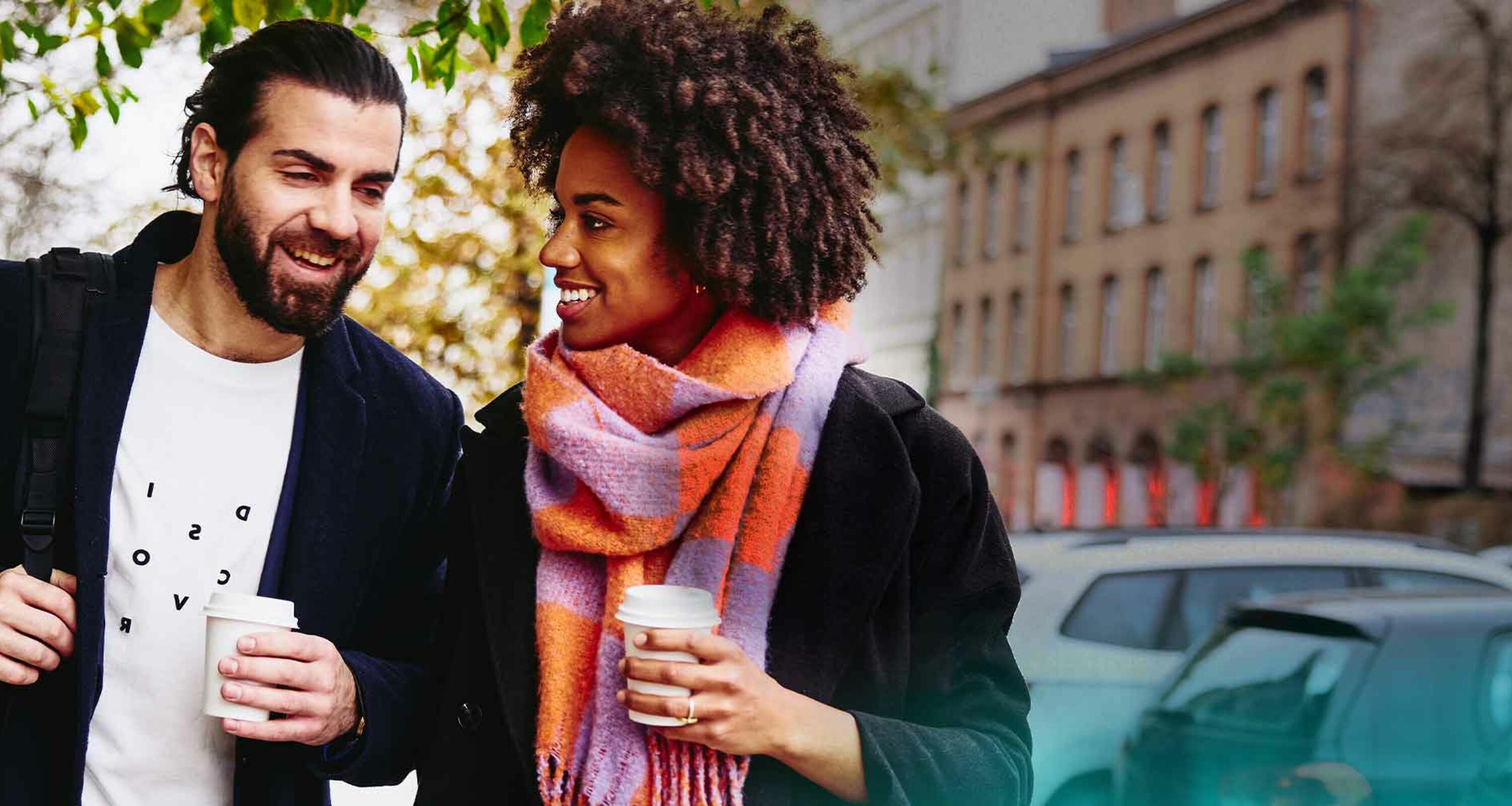 a man and a woman talking