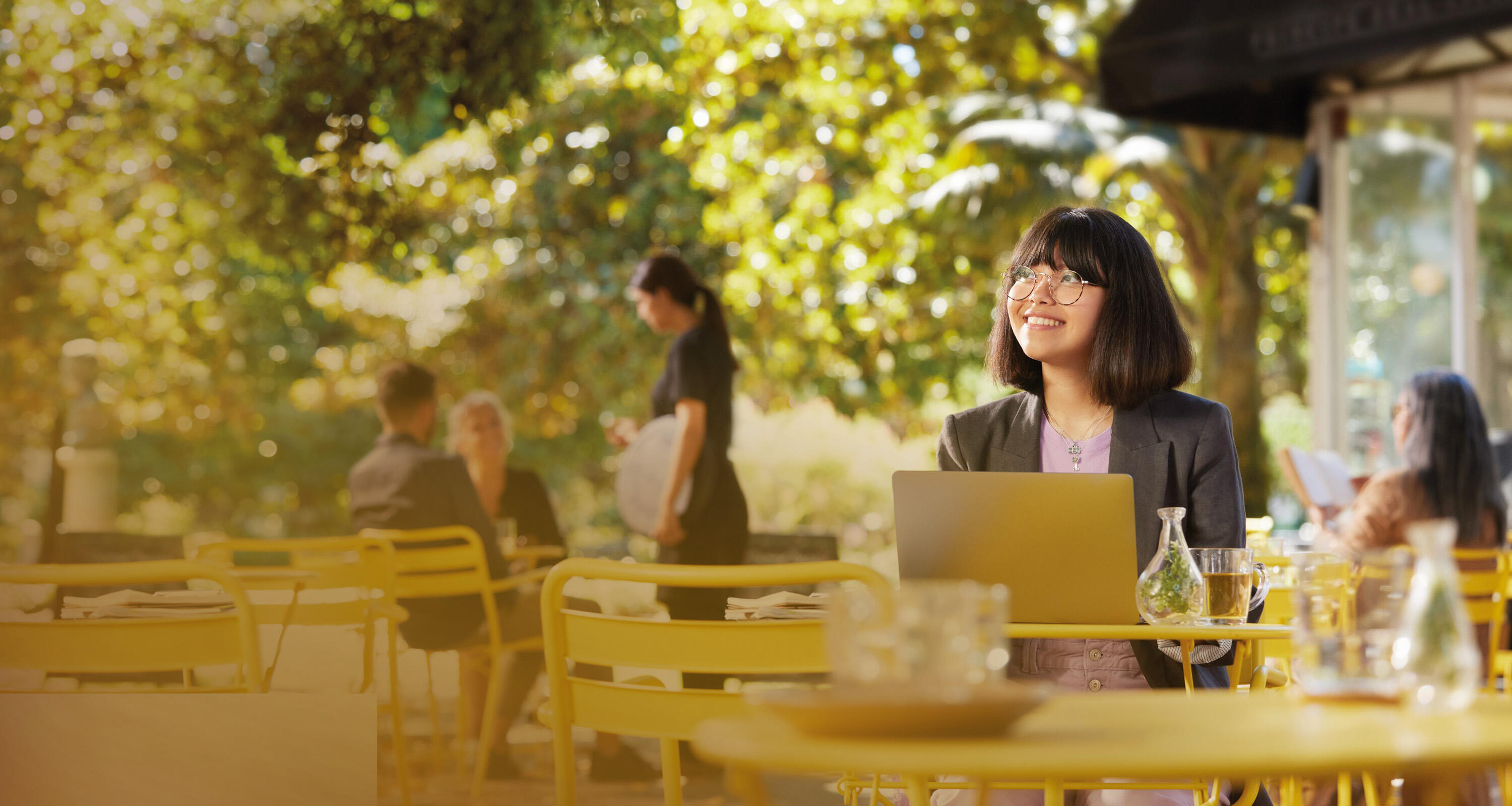 at an outdoors cafe