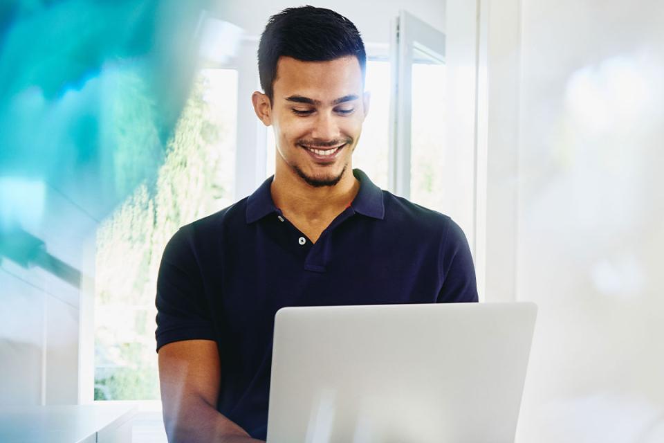 man working on a laptop