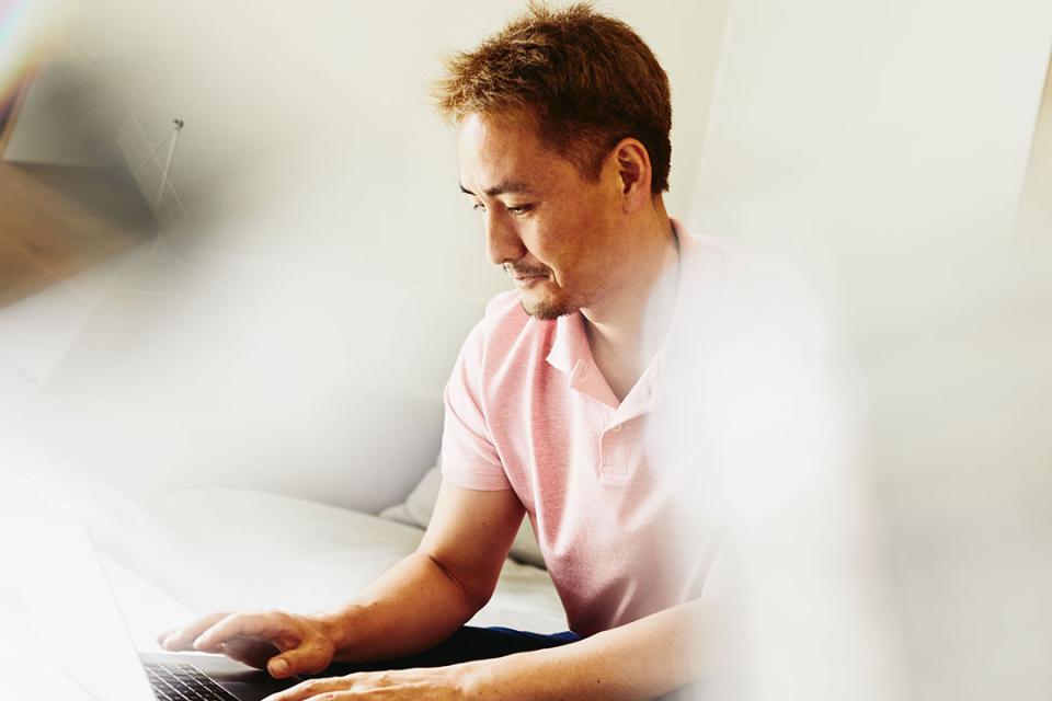 man working on a laptop